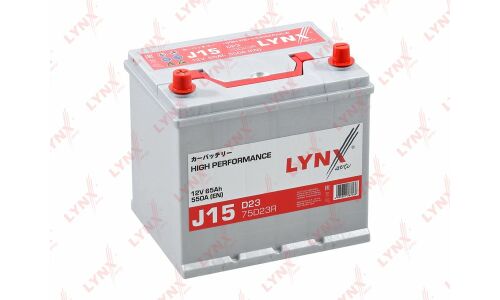 Аккумулятор LYNXauto High Performance 75D23R, 65Ач, CCA 550А, необслуживаемый, арт. J15