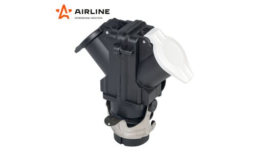 Адаптер розетки тягача Airline, 24В, с 15 контактов на тип N 7 контактов и тип S 7 контактов, пластиковый корпус, с крышками, арт. ATE-36