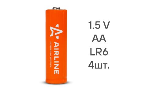 Батарейка щелочная Airline, AA (LR6), 1.5В, 4 шт, арт. AA-040