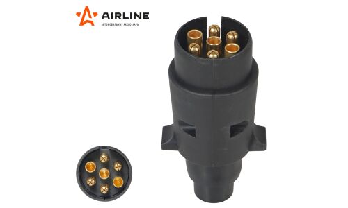 Вилка прицепа Airline, 12В, 7 контактов, пластиковый корпус (сальник), арт. ATE-23