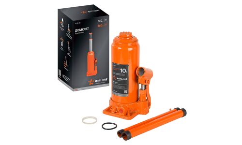 Домкрат гидравлический бутылочный Airline, 10000кг, подъём 230–460мм, арт. AJ-B-10
