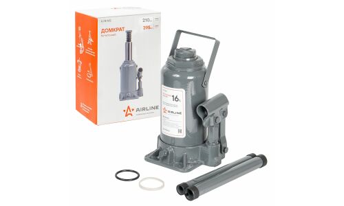 Домкрат гидравлический бутылочный Airline, 16000кг, подъём 210–395мм, арт. AJ-B-16S