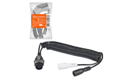 Кабель прицепа 24В адаптер с 15 конт. на тип-N 7 конт. и тип-S 7 конт. 5,5м (литой) AIRLINE, арт. ATE-15