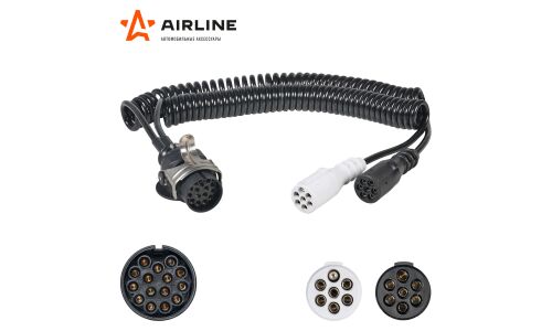 Кабель прицепа 24В адаптер с 15 конт. на тип-N 7 конт. и тип-S 7 конт. 5,5м (литой) AIRLINE, арт. ATE-15