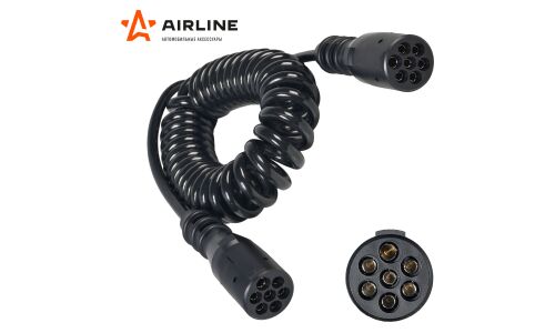 Кабель прицепа тягача Airline, 24В, 7 контактов, тип N, длина 4.5м, пластиковый корпус, арт. ATE-11