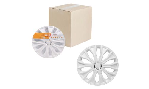 Колпаки на колеса Airline Волтек, 15", белые глянцевые с хромом, 2 шт, арт. AWCC-15-29