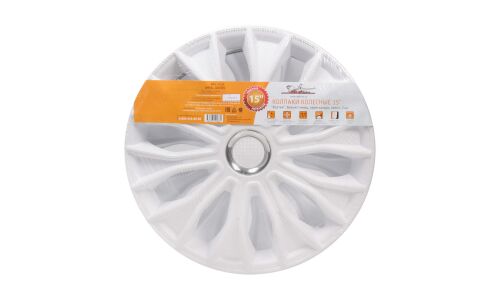 Колпаки на колеса Airline Волтек, 15", белые глянцевые с хромом, 2 шт, арт. AWCC-15-29