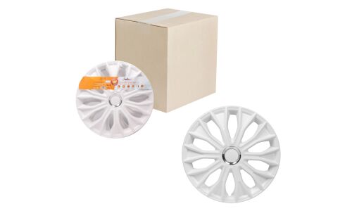 Колпаки на колеса Airline Волтек, 16", белые глянцевые с хромом, 2 шт, арт. AWCC-16-34