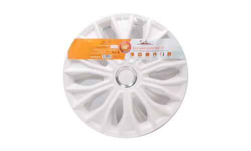 Колпаки на колеса Airline Волтек, 16", белые глянцевые с хромом, 2 шт, арт. AWCC-16-34