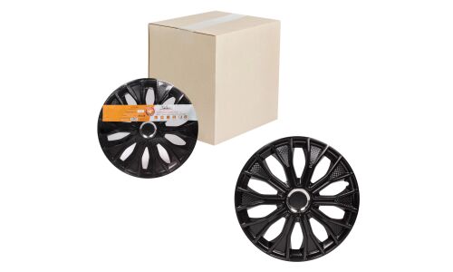 Колпаки на колеса Airline Волтек, 16", черные глянцевые с хромом, 2 шт, арт. AWCC-16-35