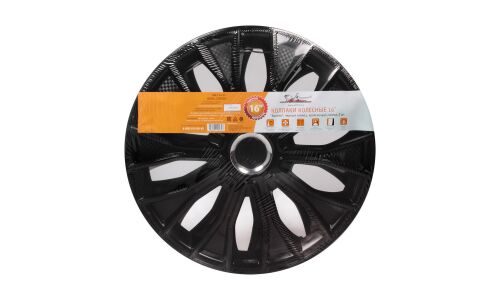 Колпаки на колеса Airline Волтек, 16", черные глянцевые с хромом, 2 шт, арт. AWCC-16-35