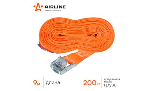 Стяжка для груза Airline, строп лента, с фиксатором, нагрузка до 200кг, длина 9м, арт. AS-T-25