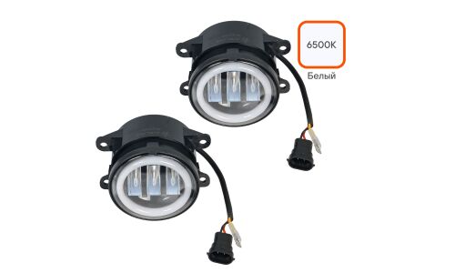 Фара светодиод, регулир.свет.гр-ца, 32Вт Белый/Ободок, D-90мм, кмпл 2шт. PRO AIRLINE, арт. ALED080