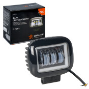 Фара светодиодная прямоугольная, четкая свет. граница+Обод, 30W (120х126х65) 12/24V PRO AIRLINE, арт. ALED016