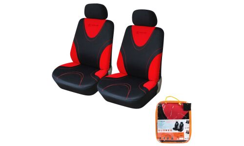 Чехлы Airline RS-1, для передних сидений, полиэстер, черный/красный цвет, 4 предмета, арт. ACS-PP-04