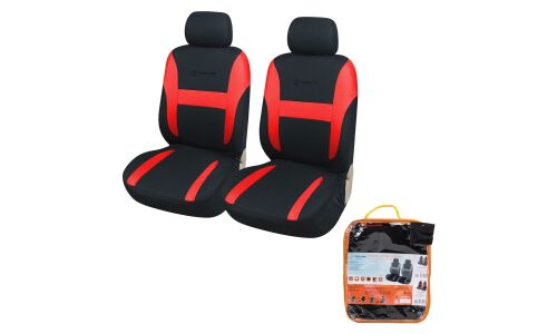 Чехлы Airline RS-3+, для передних сидений, велюр, черный/красный цвет, 4 предмета, арт. ACS-VP-03