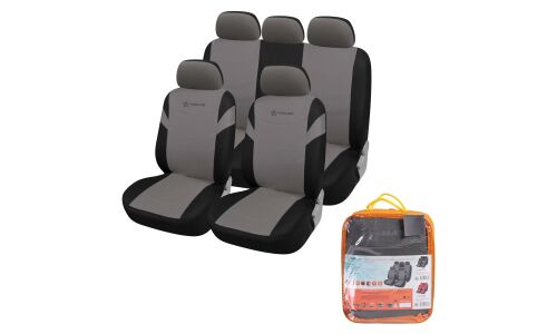 Чехлы Airline RS-4k+, для переднего и заднего ряда, велюр, черно-серый цвет, 9 предметов, арт. ACS-VP-06