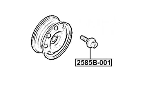 Болт колесный Febest 2585B-001, для Citroen, Peugeot, M12x1.25(R), длина 57.8мм, под ключ 17мм, 1шт, арт. 2585B-001