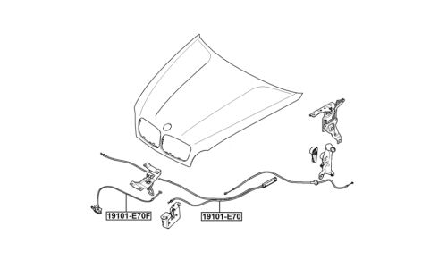 Трос привода открывания замка капота | прав/лев Febest, арт. 19101-E70F
