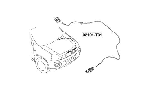 Трос привода открывания замка капота | прав/лев Febest, арт. 02101-T31