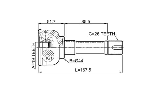 Шрус наружный 19x55.6x26 | перед прав/лев Febest, арт. 0710-SN413