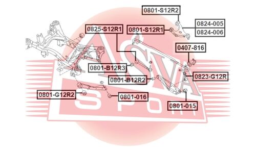 Втулка заднего стабилизатора Asva, арт. 0407-816