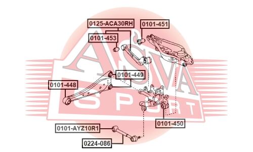 Рычаг подвески Asva, задний, нижний, арт. 0224-086