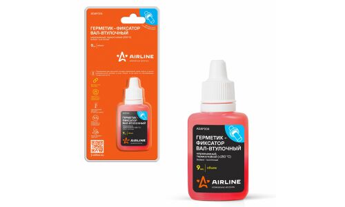 Фиксатор резьбы Airline Sealant-lock Thread, вал-втулочный, неразъёмный, термостойкий (до +250°С), красный, флакон 9мл, арт. ADAF004