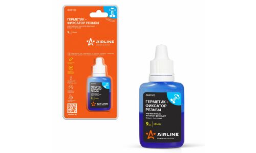 Фиксатор резьбы Airline Sealant-lock Thread, неразъемный, высокой степени фиксации, синий, флакон 9мл, арт. ADAF002