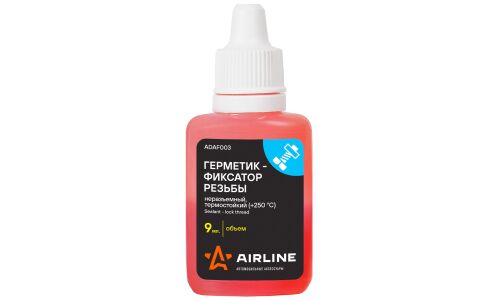Фиксатор резьбы Airline Sealant-lock Thread, неразъемный, анаэробный, термостойкий (до +250°С), красный, флакон 9мл, арт. ADAF003
