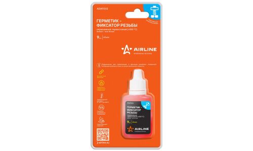 Фиксатор резьбы Airline Sealant-lock Thread, неразъемный, анаэробный, термостойкий (до +250°С), красный, флакон 9мл, арт. ADAF003