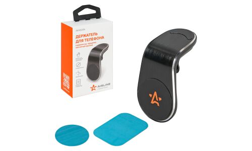 Держатель для телефона Airline, в дефлектор (прищепка), магнитный, чёрный, арт. AEAG005