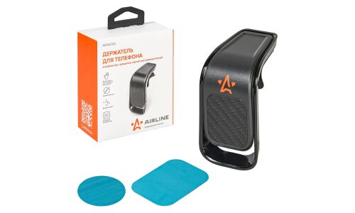 Держатель для телефона Airline, в дефлектор (прищепка), магнитный, чёрный, арт. AEAG004
