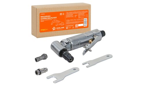 Машинка шлифовальная Airline 205мм, пневматическая, цанговая, угловая, 20000об/мин, штуцер 1/4", 6.3атм, арт. ATBR016