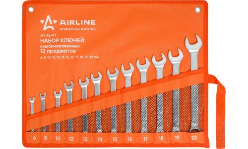 Набор комбинированных ключей Airline, от 6мм до 22мм, в сумке, комплект 12 предметов, арт. AT-12-47