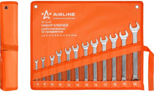 Набор комбинированных ключей Airline, от 6мм до 22мм, в сумке, комплект 12 предметов, арт. AT-12-47