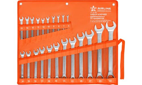 Набор комбинированных ключей Airline, от 6мм до 32мм, в сумке, комплект 22 предмета, арт. AT-22-46