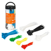 Стяжки (хомуты) кабельные, нейлон, цвет.,650 шт(2,5*100-300шт/3,6*150-200шт/4,8*200-150шт) AIRLINE, арт. ADTC002