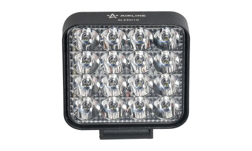 Фара светодиодная квадратная, 16 LED рассеяный свет, 16W, (83х83х22) 12/24V AIRLINE, арт. ALED018