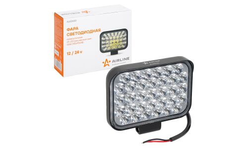 Фара светодиодная прямоугольная, 33 LED рассеяный свет, 33W, (135х95х38) 12/24V AIRLINE, арт. ALED020