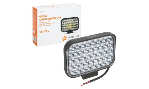 Фара светодиодная прямоугольная, 43 LED рассеянный свет, 43W, (152х104х40) 12/24V AIRLINE, арт. ALED021