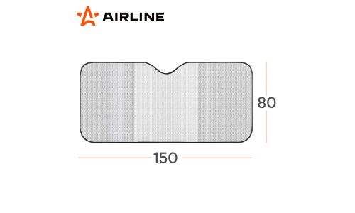 Шторка солнцезащитная Airline PRO, лобовое стекло, 1500x800мм, светоотражающая, черный/серебристый цвет, арт. ADSS003