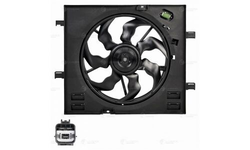 Вентилятор охлаждения радиатора Luzar, с кожухом и резистором, для двигателей 1.8T / 2.0i / 2.4i, для Geely Atlas, арт. LFK 3013