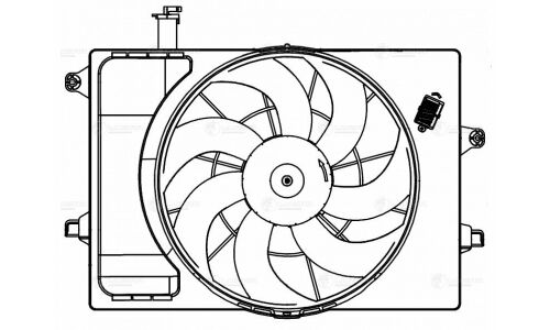 Вентилятор охлаждения радиатора Luzar, с кожухом и резистором, для двигателей 1.6i / 2.0i, для Hyundai Creta, арт. LFK 0821