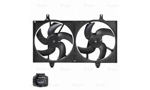 Вентилятор охлаждения радиатора Luzar, с кожухом, с 2 вентиляторами, для Nissan Almera / Primera, арт. LFK 1416