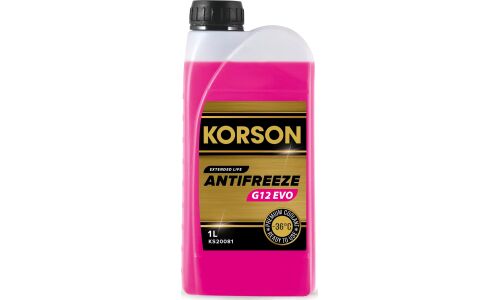 Антифриз Korson Extended Life Antifreeze, S-OAT, G12evo, розовый, -36°C, 1л, арт. KS20081