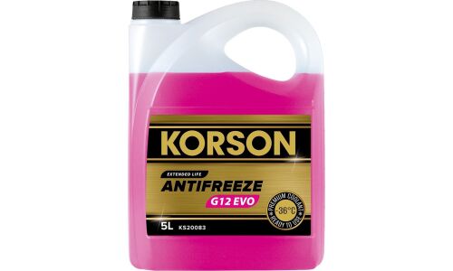 Антифриз Korson Extended Life Antifreeze, S-OAT, G12evo, розовый, -36°C, 5л, арт. KS20083