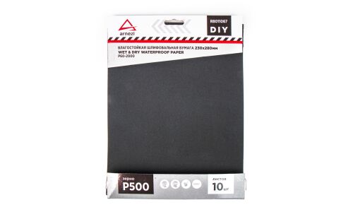 Бумага наждачная водостойкая 230x280 мм P500 DIY (10шт) ARNEZI, арт. R8011067
