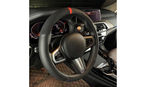 Оплетка на руль (M 38 см , нат. кожа, Софт Тач ) черная с перфорацией ARNEZI, арт. A0501023