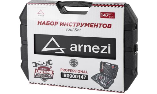 Набор инструментов Arnezi, с трещоткой, под размеры 1/2, 1/4, 3/8", комплект 147 предметов, арт. R0900147